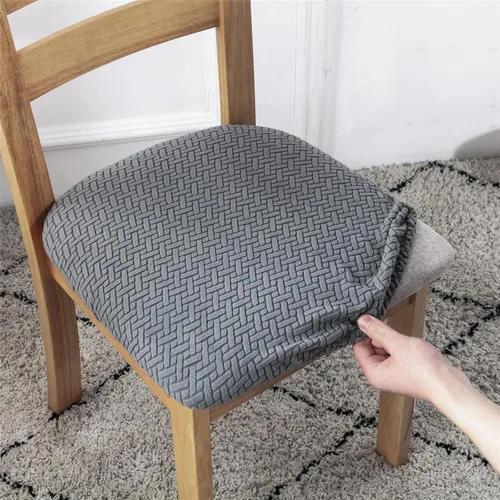 Vista 12 de Fundas de asiento de terciopelo para sillas de comedor, fundas elásticas para sillas de comedor, fundas de asiento elásticas con lazos para comedor