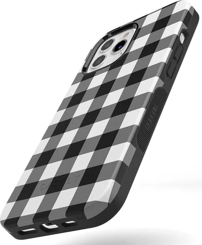 Vista 5 de Casely Funda para iPhone 12 Pro Max Compatible con MagSafe Check Me Out Funda a cuadros de tablero de ajedrez