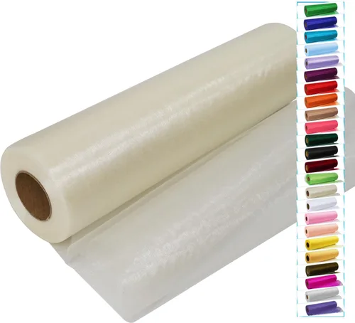 Vista 19 de Rollos de tela de tul negro con cristales y organza 12 pulgadas por 150 pies (45,72 m), tela transparente para manualidades, lazos de tutú
