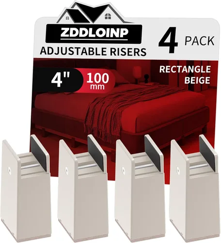 Vista 18 de Elevadores de cama con abrazadera de tornillo ajustable, se adapta a grosor de marco de muebles de 0 a 1.5 pulgadas, elevación en altura de 2