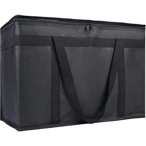 Vista 45 de Bodaon Bolsa de entrega de pizza aislada, 20" x 20" x 8" bolsas calentadoras de pizza para mantener caliente, bolsa aislada para entrega de Negro