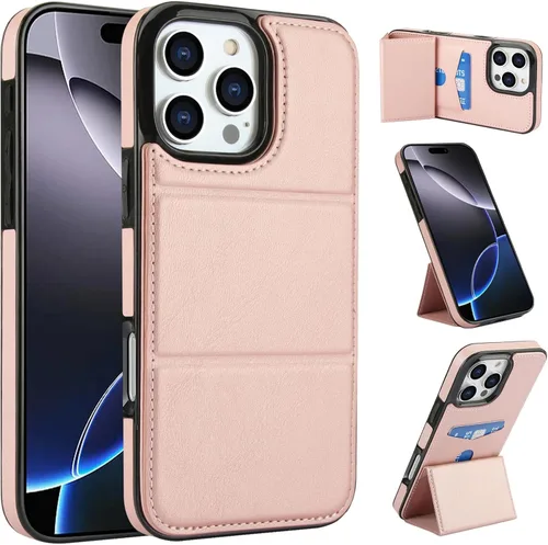 Vista 34 de Dteck Funda para iPhone 16 de 6.1 pulgadas 2024, funda de piel sintética con cierre de botón magnético, ranuras para tarjetas de crédito, función