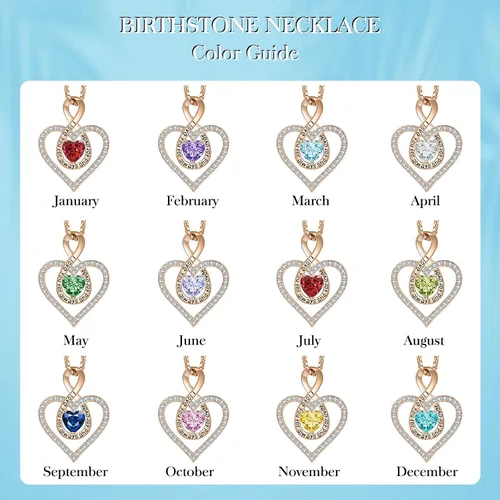 Vista 6 de LIANYU 18K Rose Gold Plated Necklace for Women, Infinity Heart Necklace for Women Birthstone Necklace for Women Birthday Gifts for Wife Girlfriend