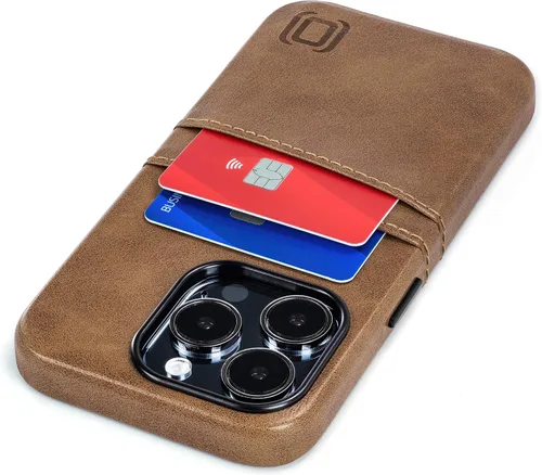 Vista 10 de Dockem Funda para tarjetas para iPhone 15 con placa de metal integrada para montaje magnético y 2 bolsillos para tarjetas: Cartera Luxe M2, piel