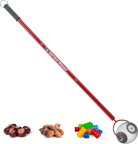 Vista 10 de GARDEN WEASEL - Rodillo recolector de frutos secos grande para nueces, pelotas de tenis, manzanas Steel cage collector tool with ergonomic handle.