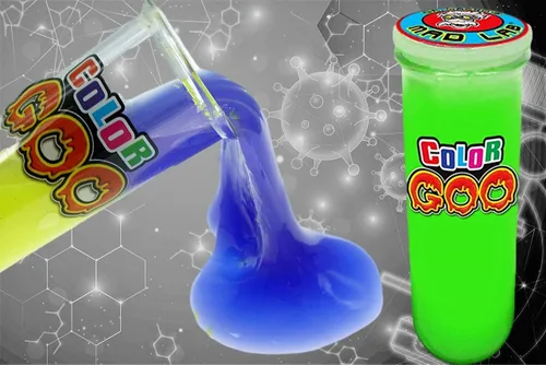 Vista 3 de JA-RU Dr. Wacko's Mad Lab Slime Kit (8 tubos de colores neón surtidos) Slime no pegajoso para niños. Juguetes sensoriales para aliviar el estrés.