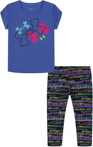 Vista 4 de Under Armour Conjunto de camisa y leggings de manga corta para niñas, elástico duradero y ligero Vivid Lilac Sp22