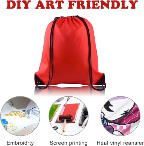 Vista 4 de KUUQA Mochila con cordón de 60 piezas, Rojo -, Mochila con cordón