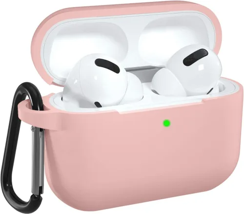 Vista 11 de Funda de silicona compatible con Apple AirPods Pro, funda protectora con mosquetón para AirPods 3 (luz de LED frontal visible)