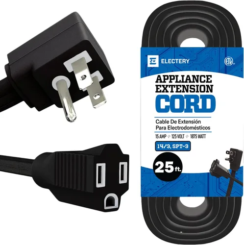 Vista 9 de Cable de extensión resistente de 3 pies, 14 AWG, 15 A, 125 V, 1875 W, enchufe plano de 3 puntas, certificación ETL, cable de extensión