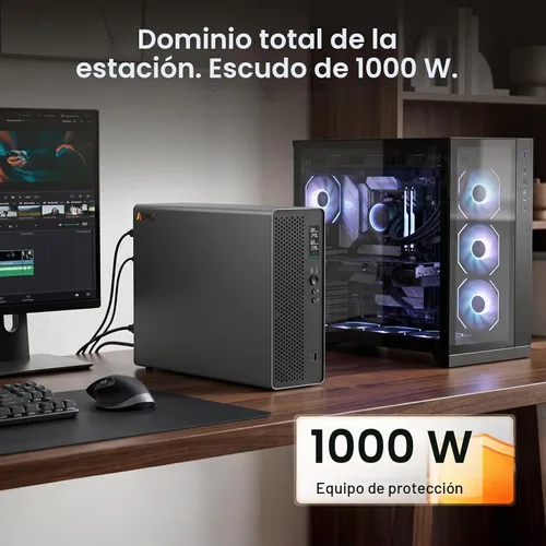 Vista 3 de Batería de reserva de UPS LiFePO4 de 1500VA/1000W, onda sinusoidal Gris