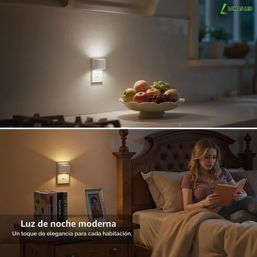Vista 5 de L LOHAS LED Las luces nocturnas se enchufan en la pared con 3CCT ajustable, luz nocturna de 1W (1600K/3000K/5000K), 1W Nightlights Plug in Wall