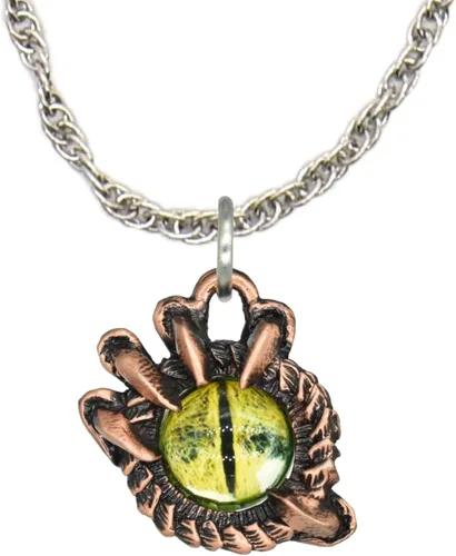 Vista 9 de Collar con colgante gótico, dragón de fantasía, Yin Yang, nórdico vikingo para regalo, estaño, cobre, oro, incluye cadena de plata de 24 pulgadas