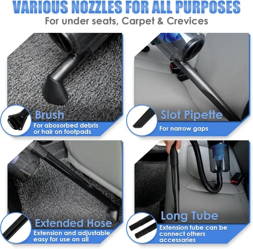 Vista 6 de Kit de Limpieza para Automóvil, Kit de Detallado de Interiores de Automóvil con Aspiradora de Mano de Alta Potencia, Juego de Cepillos de Detallado