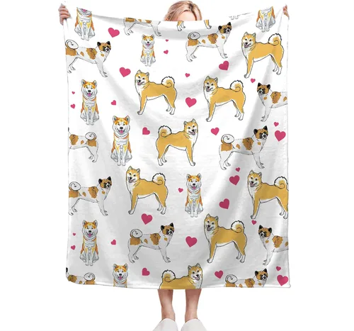 Vista 4 de Manta de Tiro de Perro Akita - Regalos y Decoración para Niñas, Mujeres, Niños, Adultos - Suave, Cálida y Acogedora de Vellón para Sofá, Sillón