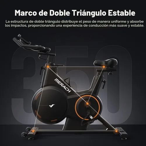 Vista 6 de MERACH Magnetic Exercise Bike, Heavy Duty Stationary Bike for Home Gym