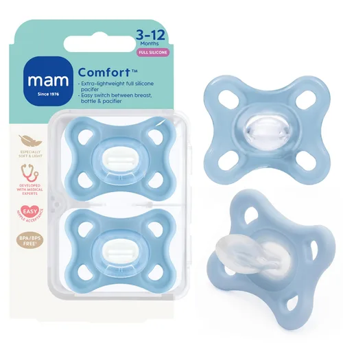 Vista 17 de MAM Comfort - Chupete para bebé de 0 a 3 meses, ligero, de silicona de una Zafiro azul/mate azul