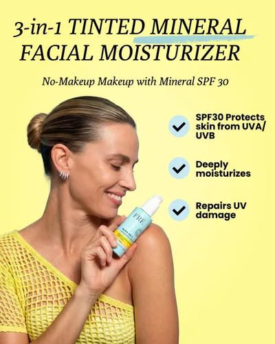 Vista 2 de FRÉ Hidratante tintado ligero Protector solar mineral tintado, SPF con tinte y crema hidratante tintada con protector solar Ligero, 1.69 onzas