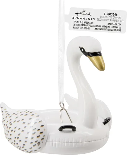 Vista 3 de Hallmark Flotador de piscina de cisne, adorno navideño