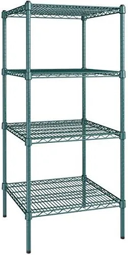 Vista 137 de Kit de 4 estantes de epoxi verde NSF de 21 x 72 pulgadas con postes de 86 pulgadas, estantería de almacenamiento resistente, kit de estantería