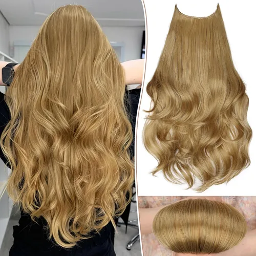 Vista 50 de KooKaStyle Extensiones de Cabello con Alambre Invisible, Largas, Lacias, en Capas, Sintéticas con Alambre Transparente, Tamaño Ajustable, 6 Clips
