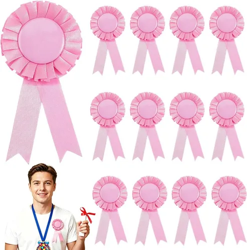 Vista 13 de CRASPIRE 12 unidades de 3 colores en blanco con botón de cinta de premio en el primer lugar, broche ganador de la victoria, roseta, gran premio
