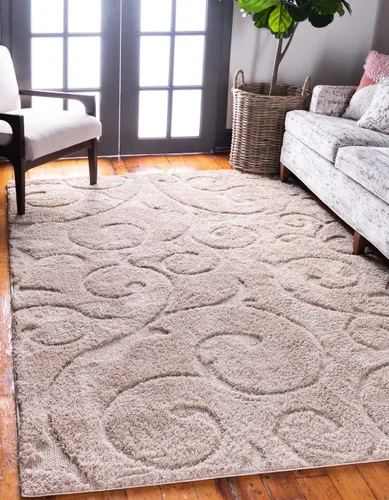 Vista 26 de Unique Loom colección Floral Shag - Alfombra de área tallada, 2 pies x 6 pies y 7 pulgadas, color marrón