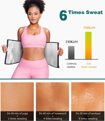 Vista 4 de Entrenador de cintura de sudor para mujer, corsé reductor de cintura, faja deportiva, faja moldeadora de cuerpo, cinturones de vientre