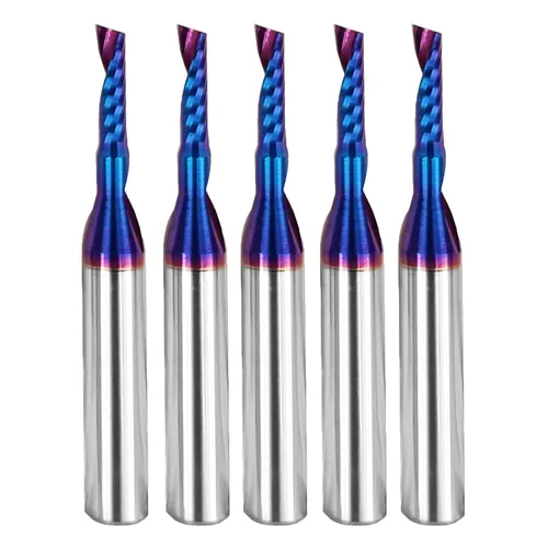 Vista 6 de Fresa de extremo CNC de carburo sólido con corte en O, diámetro de corte de 1/4 de pulgada, extra largo, 3 brocas individuales de 0 flautas
