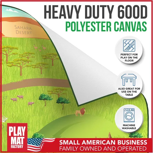 Vista 4 de Play Mat Factory - Alfombrilla de juego de safari para animales de juguete, solución plegable, tamaño grande de 57 x 57 pulgadas, todos los animales