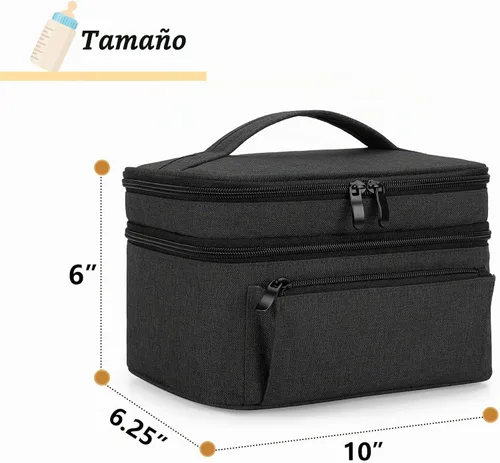 Vista 5 de BAFASO Bolsa de extractor de leche portátil con una almohadilla impermeable de piezas, color negro Compatible con bomba Medela en estilo, estuche
