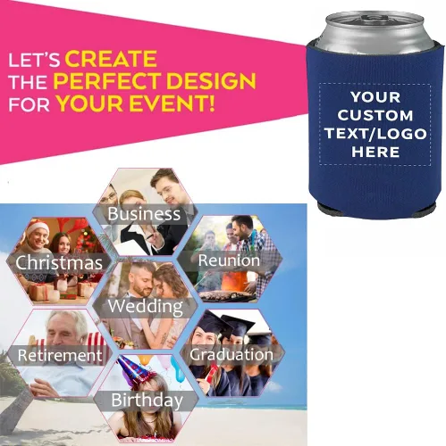 Vista 3 de Enfriador de latas de boda personalizado, mangas enfriadoras de latas de cerveza personalizadas para aniversario, regalo de cumpleaños, recuerdo