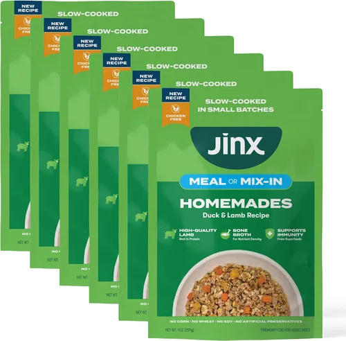 Vista 16 de Jinx Comida Húmeda para Perros Sin Granos de Res y Pollo, Comida o Mezcla en Complementos para Comida Seca, Hecha con Pollo Real, Caldo de Hueso