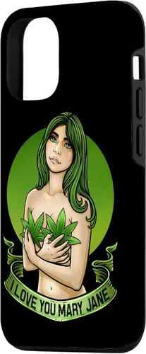Vista 2 de iPhone 15 I Love You Mary Jane Divertida funda de CBD THC de cannabis Weed