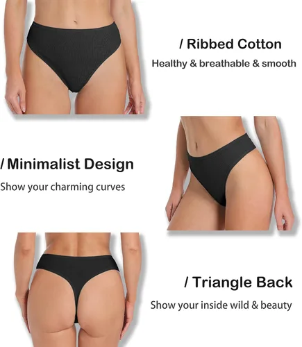 Vista 2 de PSEFNAGX Bragas de tanga transpirables sin costuras para mujer, ropa interior regular y talla grande