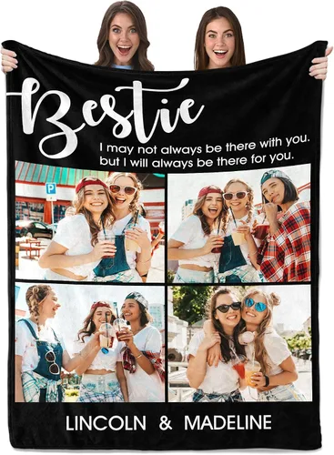 Vista 21 de Envío al día siguiente, regalos de cumpleaños para mejores amigas, manta personalizada con fotos, regalos de manta para mejores amigas y BFF, regalo
