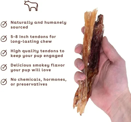 Vista 3 de Pupford Masticables de tendón de carne estándar para perros y cachorros, masticables totalmente naturales con glucosamina para la salud