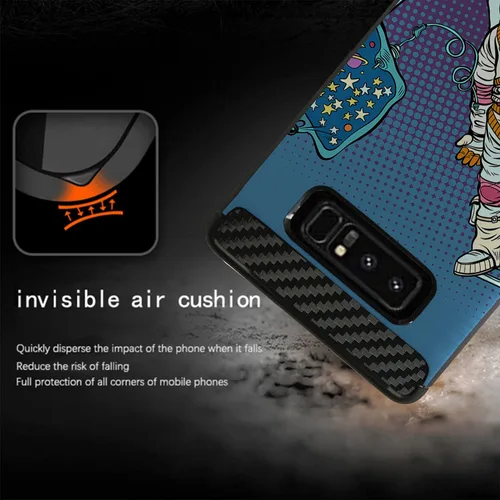 Vista 4 de CasesOnDeck - Funda compatible con Samsung Galaxy Note 8 (Carbon Flex) y Note 8, diseño moderno de ajuste delgado, con golpes y caídas (astronauta)