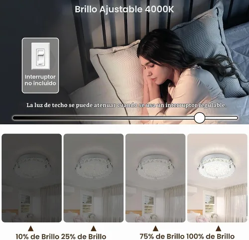 Vista 3 de Lámpara de techo de cristal de montaje empotrado, accesorios de 4000K