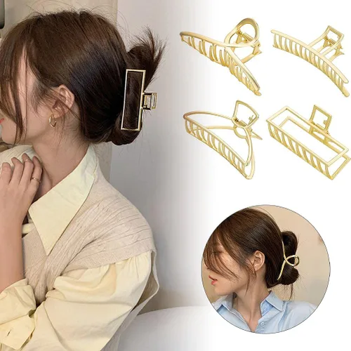 Vista 8 de Paquete de 4 pinzas de metal grandes para el cabello, pinzas de pelo doradas grandes de 4 pulgadas, pinzas para el cabello para mujeres