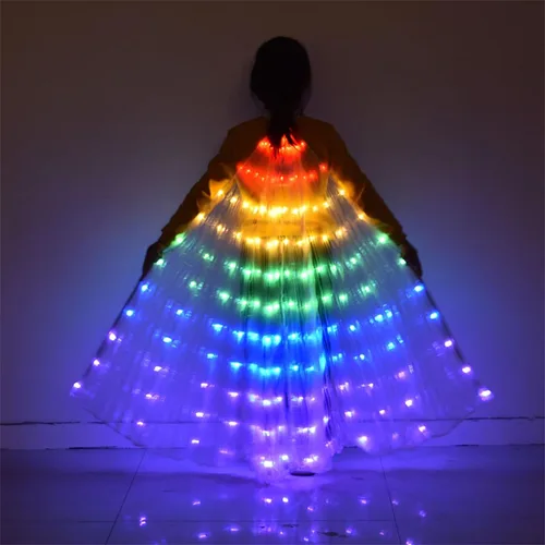 Vista 4 de Kaskamo Disfraz de alas de mariposa LED para niñas, encantador disfraz de danza del vientre, perfecto para juegos mágicos y actuaciones para fiesta