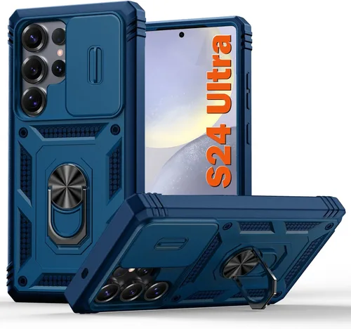 Vista 35 de PASNEW Funda militar para iPhone 13 Pro Max, cubierta de cámara deslizante y soporte de anillo de metal de 360°, carcasa rígida multicapa resistente