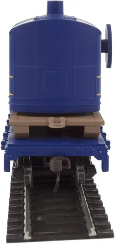 Vista 4 de Walthers Trainline Coche plano con grúa de tala listo para funcionar-Ferrocarril de Alaska (azul) 931-1780 Modelo de ferrocarril a escala HO