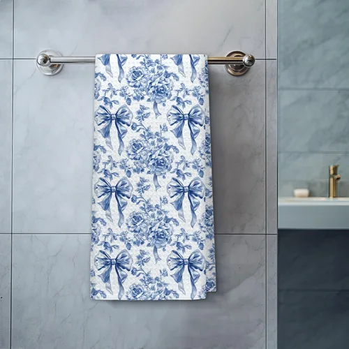 Vista 9 de Chinoiserie - Toallas de cocina florales con lazo coquette, paños de cocina florales azules y blancos para decoración de cocina, toallas de mano