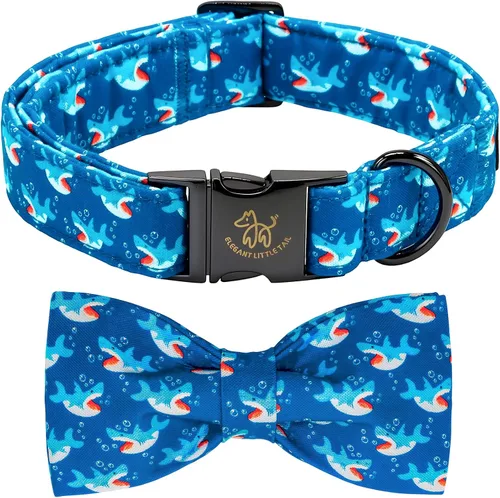 Vista 9 de Elegant little tail Independence - Collar patriótico para mascotas con pajarita para mascotas del 4 de julio de algodón suave para mascotas