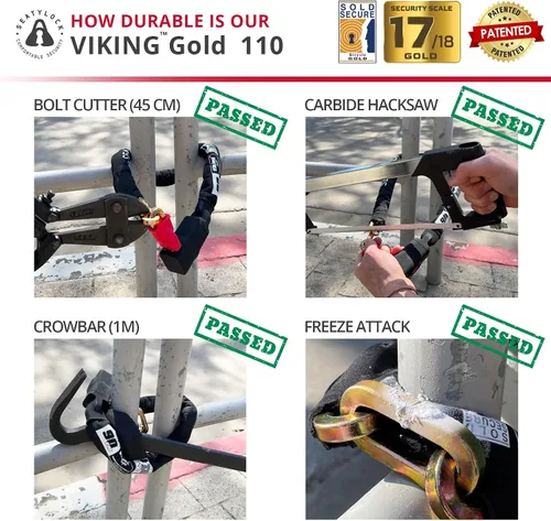 Vista 4 de Seatylock Viking vende seguro oro magnético patentado cerradura de cadena robusta para bicicleta
