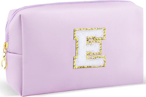 Vista 69 de URSKYTOUS Regalos para niñas, bolsa de maquillaje con inicial, bolsa de cosméticos personalizada con cremallera, bonita bolsa de aseo de viaje, Azul