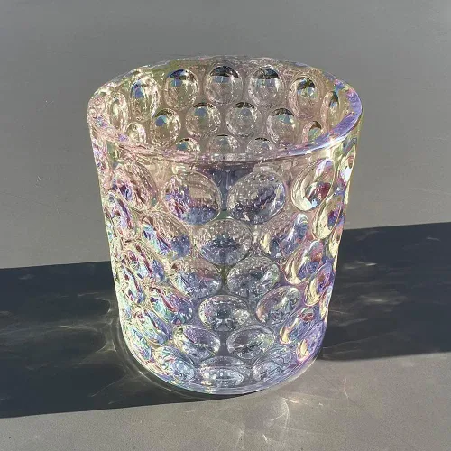 Vista 7 de Vasos iridiscentes, diseño de burbuja, vasos para beber con diseño de burbujas, vasos de pared gruesa, brillos para beber de base pesada