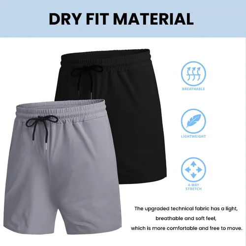 Vista 3 de COOFANDY - Paquete de 2pantalones cortos de entrenamiento para hombre, diseño con bolsillos, de secado rápido, para fisicoculturismo, levantamiento
