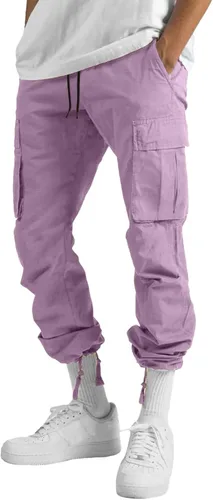 Vista 3 de GDJGTA Pantalones para hombre de algodón y lino Harem Street Bib Pants Loose Fit Hippie Yoga Beach Pantalones con cintura múltiples tejidos bolsillos